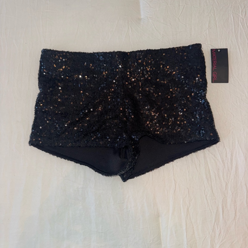 Black Sequin Mini Shorts